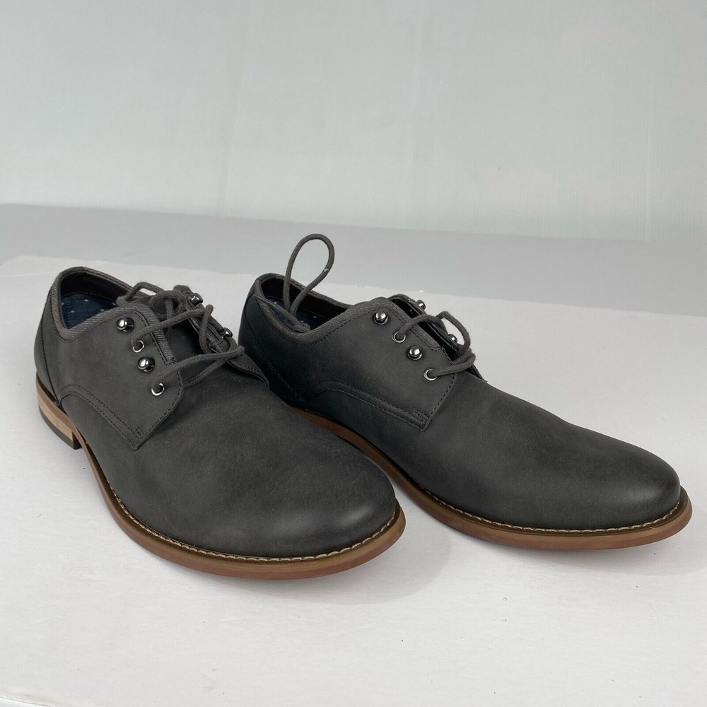 RYE Hawker Men's Dress Shoes Size 10 Formal Oxfords Grey Leather Lace Up Low Toe - Picture 2 of 16